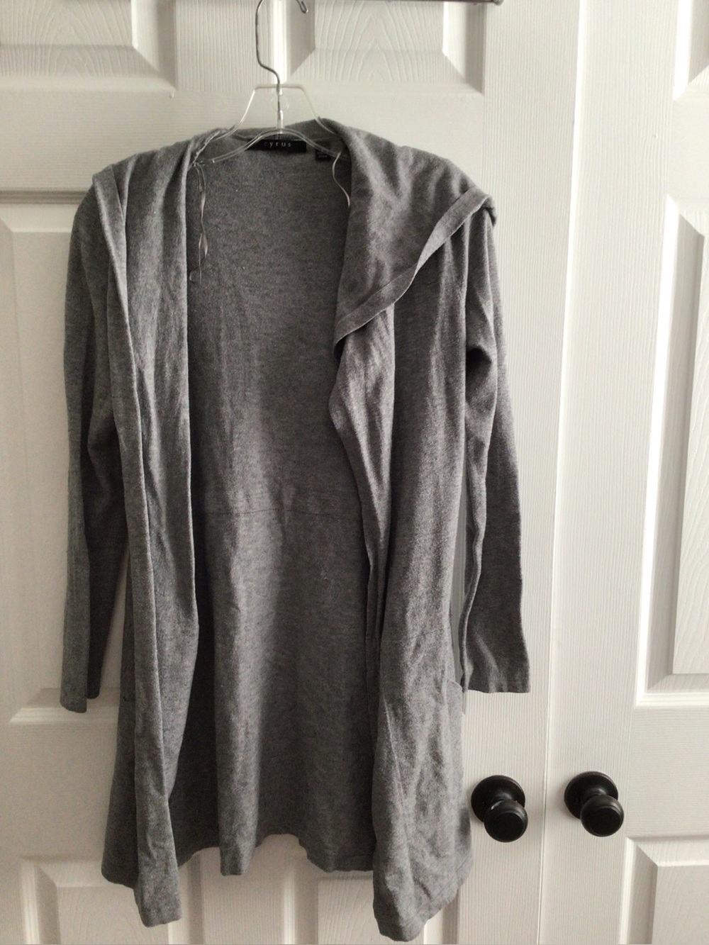 Cyrus Gray Hooded Open-Front Women's Cardigan